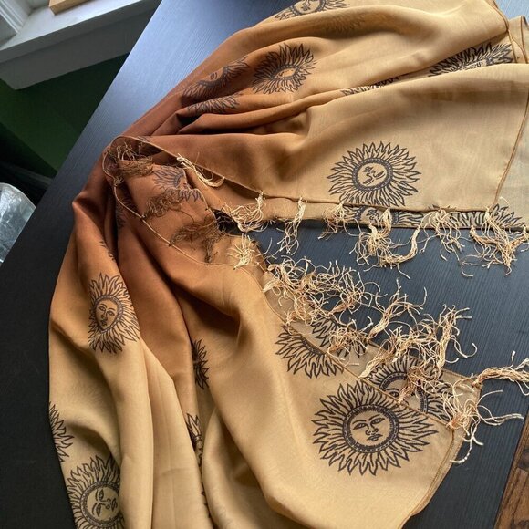 Sun print solar shall/scarf brown /beige - Picture 5 of 7